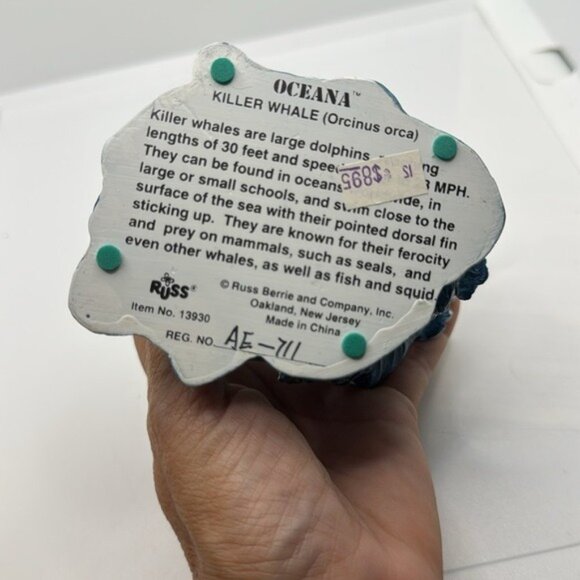 Vintage Russ Oceana Collectible‎ Figurine Killer Whale Riding Wave Signed - Picture 8 of 8